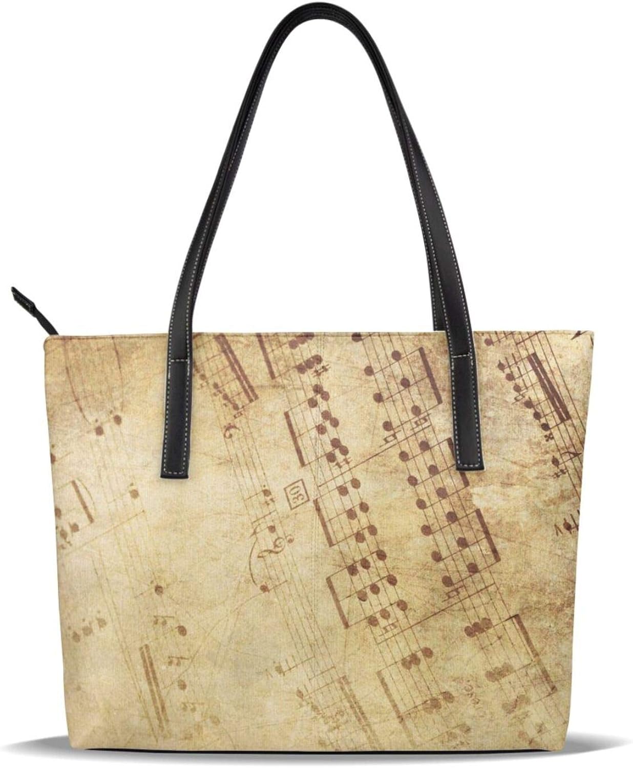 Sheet Music Tote Bag For Women Leather Tote Shoulder Bag