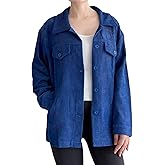 Minibee Women's Corduroy Jacket Long Sleeve Shacket Button Down Shirts Casual Coats Tops with Side Pockets