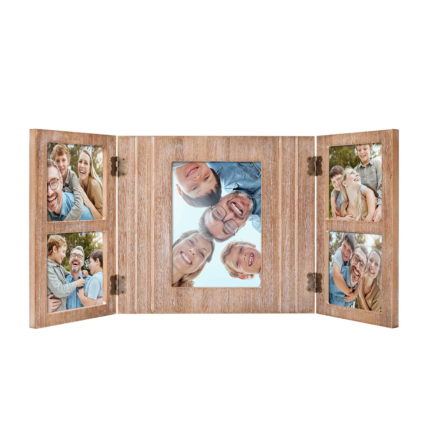 Donmills Picture Frame Collage 5x7 for Wall Photos Display 5 Opening for 5x7 Picture or Photo, Four 4X4, Made of High Definition Glass Wall Display or Tabletop Display