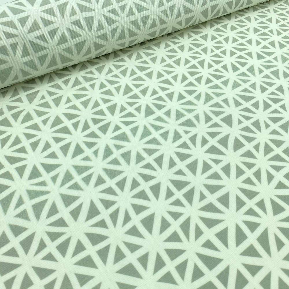 Kt KILOtela - Resin Canvas Fabric – Anti-Stain Tablecloth – 100% Cotton – 200 cm Length x 140 cm Width | Geometric Diamonds, Cells – Grey, White ─ 2 Metres