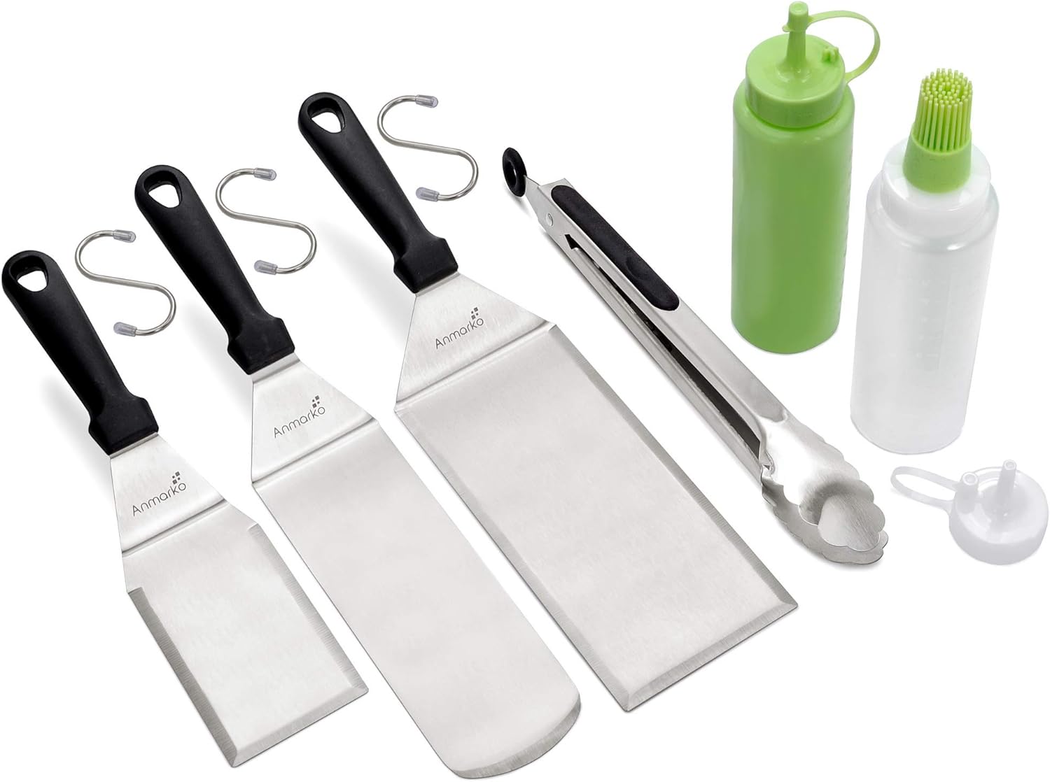 Anmarko Metal Spatula Set of 6, Griddle Accessories kit, Grill Flat Spatula Pancake Flipper Hamburger Turner