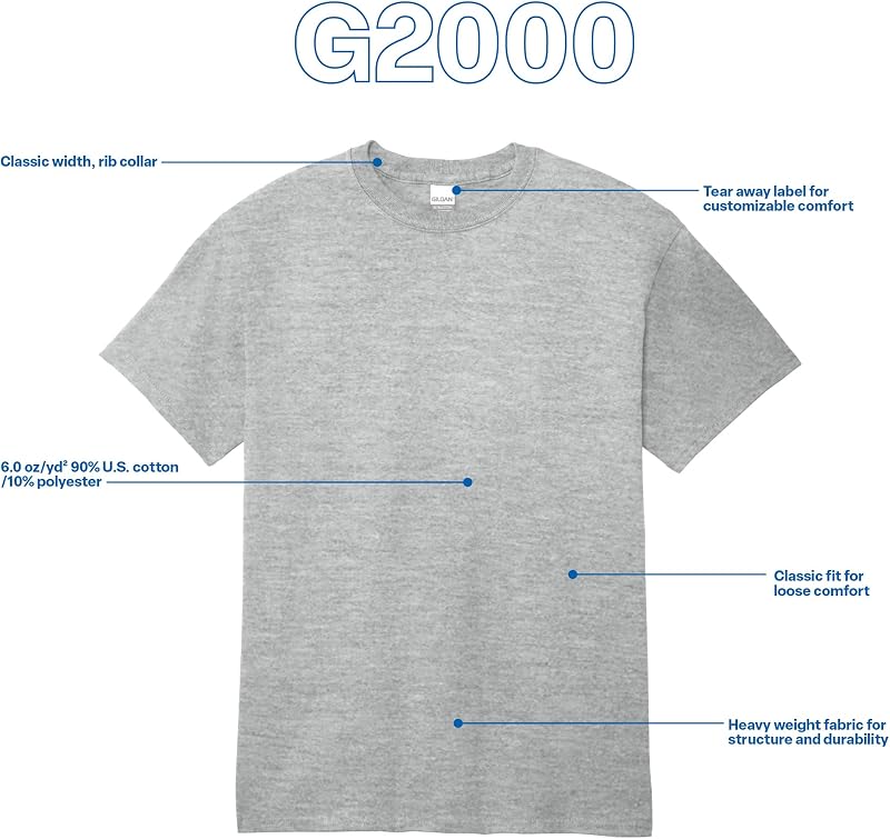 Unisex-Erwachsene Ultra Cotton, Style G2000, Multipack T-Shirt, Sport Grey (2er-Pack), S