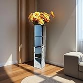 28" Tall Floor Vase, Mirror Silver Vases,Large Flower Vase for Home Decor, Mirrored Glass Decorative Modern for Living Room,Office,Centerpiece (Silver Square:6''L X 6''W X 28''H)