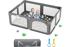 Palopalo Baby Playpen, 71"x59" Extra Large Playard for Babies and Toddlers, Baby Activity Center with 8 Suction Cup Bases, In