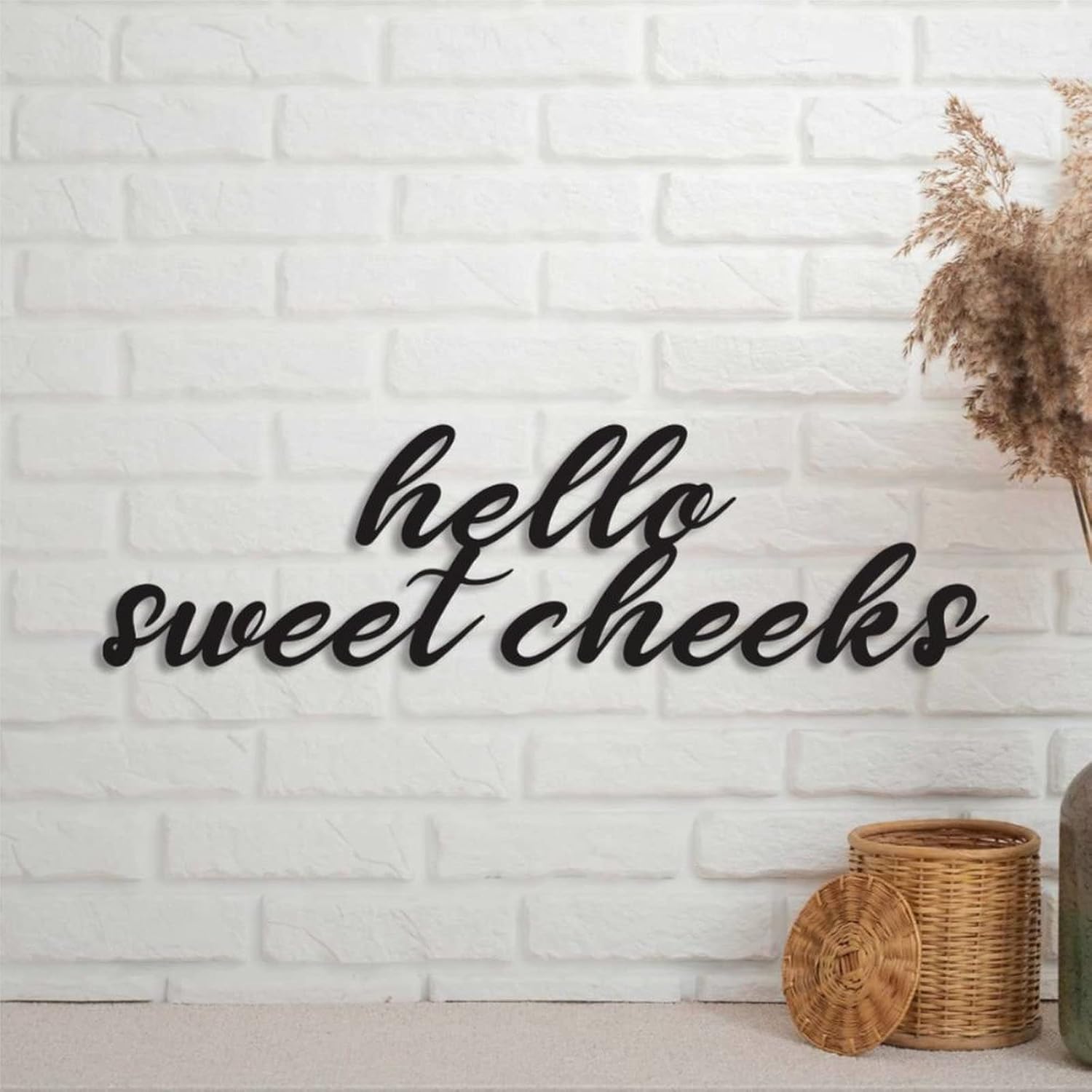 EricauBird Hello Sweet Cheeks Metal Sign Bathroom Humor Wall Decor Art Sign Custom Home Plaque Personalized Rustic Door Hanger Black Sign for Housewarming Gift Indoor Outdoor