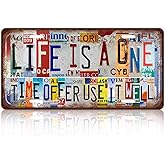 Cuixue Vintage License Plate Wall Decor Life Is A One Time Offer Use It Well Metal Tin Sign For Bar Home 12 x 6 Inches