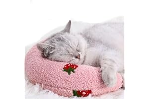Chewbrary Pillow for Cat, Small Moon Pillow for Kitty, Ultra Soft Cat Pillow Sleeping Improve, 10x6x2 Inch, Machine Washable, Quick-Drying, for Cats & Small Dogs (Pink)