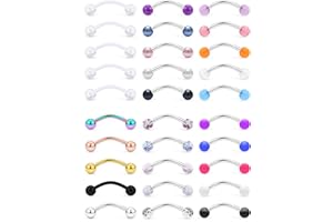 SCERRING 30PCS 16G Eyebrow Rings Tragus Helix Rook Daith Earrings Lip Ring Barbell Body Piercing Jewelry Retainer 6mm 8mm 10mm