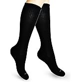 SocksLane Cotton Compression Socks, 15–20 mmHg Graduated Support, Knee-High Medical Compression ( Black X/L)