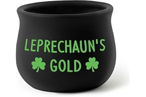 FoszaSzept St Patrick Leprechaun's Gold Shamrock Candy Dish Cauldron, Mini Ceramic Candy Bowl Tiered Tray Decor,Table Decorations for Saint Patty's Party Favor Family Gatherings Lucky Gifts