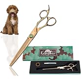 Kenchii Rose Dog Grooming Scissors 54T, Micro-Serrated | Micro-serrated semi-convex edge, ergonomic handle, clean cuts through fine and coarse coats, heavy-duty dog grooming scissors