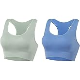 AMRIY Racerback Sports Bras for Women Medium Support Padded Bra Seamless Women's Sports Wireless Bra
