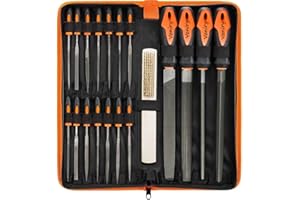 Voniry 19Pcs Metal File Set, Heavy Duty Carbon Steel Files Sharping Tool with Steel Brush Flat/Triangle/Half-Round/Round Larg