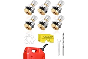 SUJADE YAKEFLY 6 Pack Fuel Gas Tank Vent Caps,Leak-Proof Gas Jug Vent Caps Enhances Flow,Metal Gas Can Vent Cap Kit,Gas Tank Vent Cap Fuel Tank Exhaust Vent Valve Kit for Faster Refills
