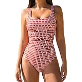 CUPSHE Women's One Piece Swimsuit Square Neck Bathing Suit Wide Straps Back Hook Cutout Ruched Swimwear