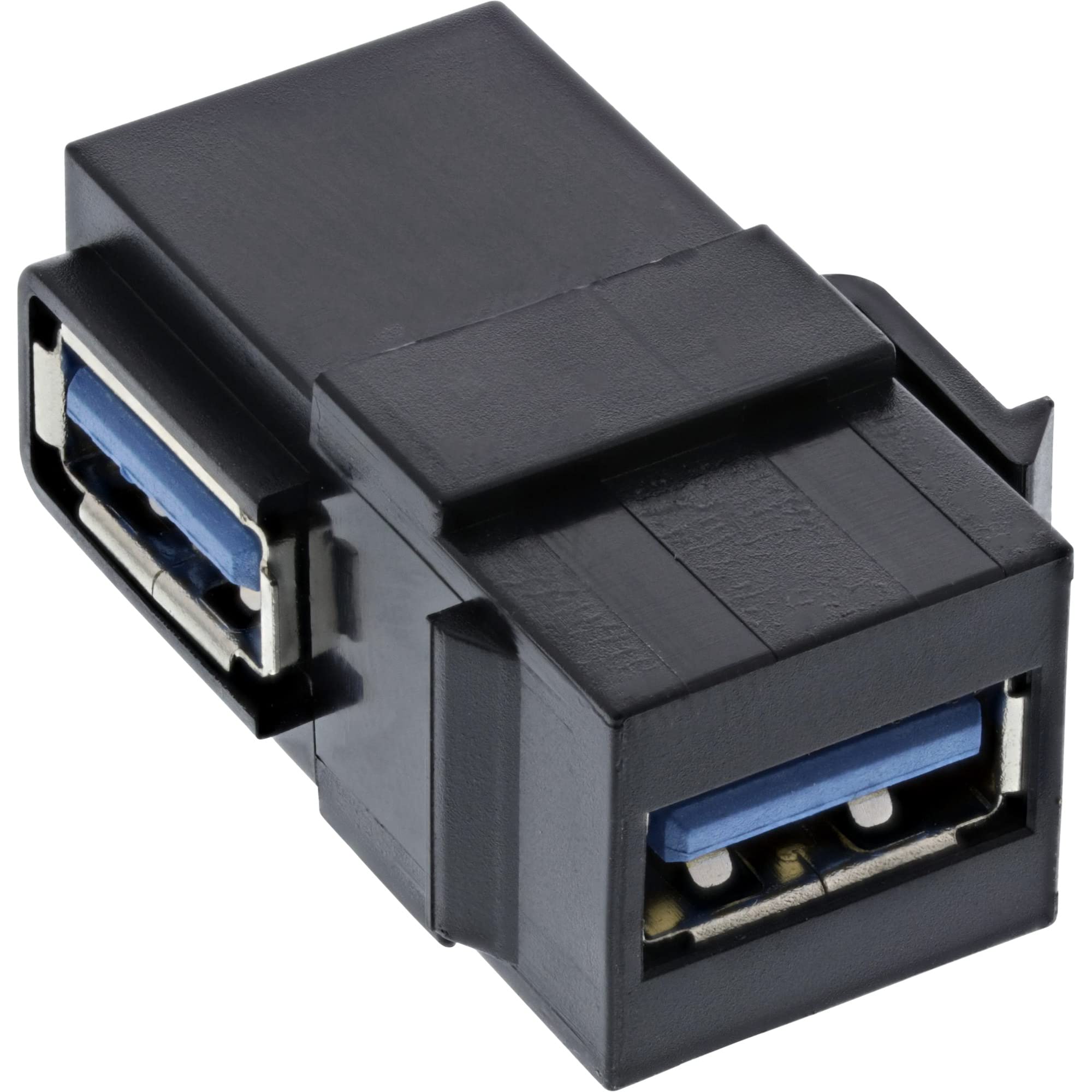 InLine 76202K USB 3.0 Keystone Snap-in Insert, USB-A Female/Female, Angled Black