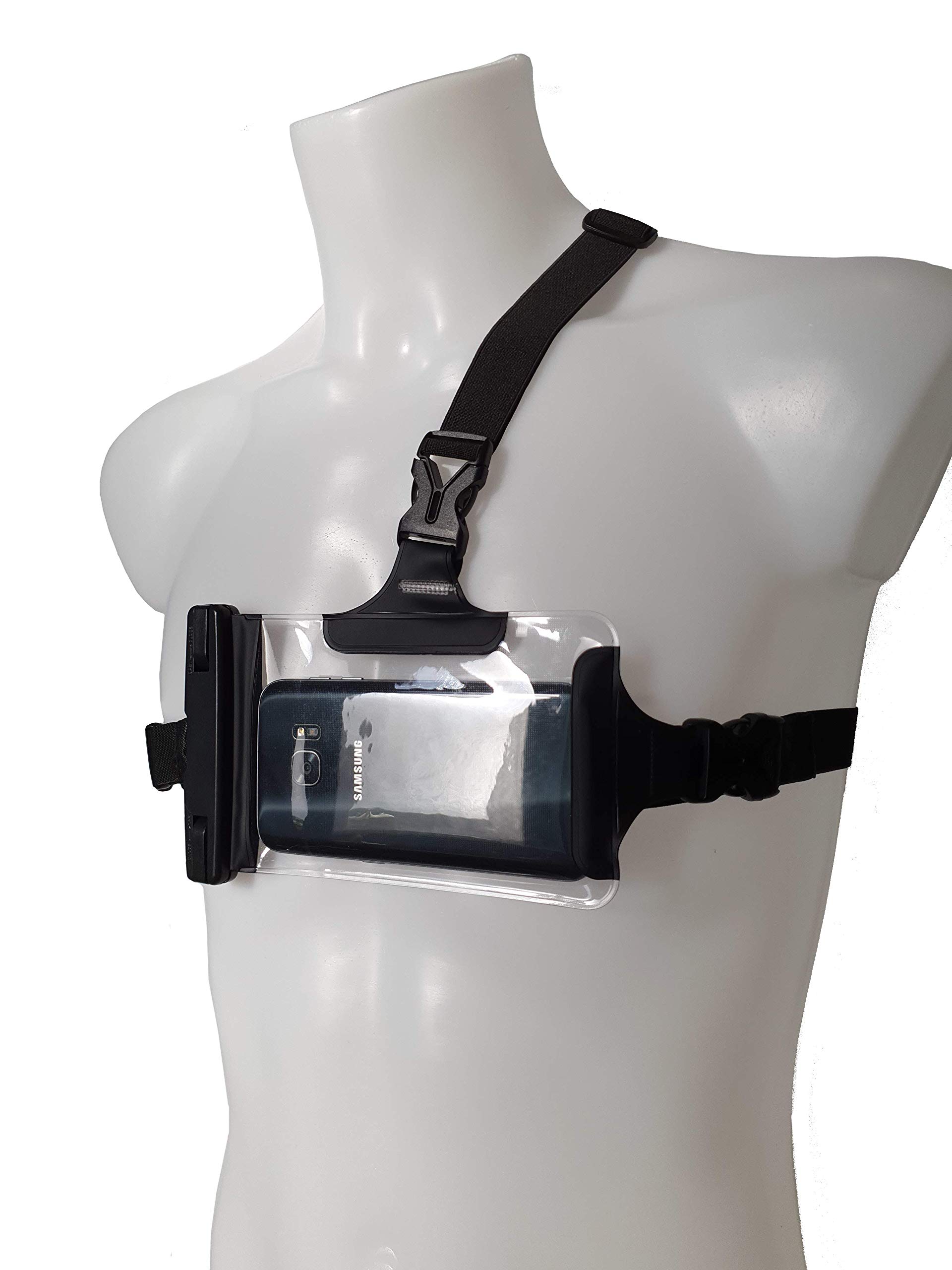 White Horizon Phone Chest Mount - Waterproof (IP68) Medium | Chest Harness - Fully adjustable OtterPocket | Large Size also Available Black