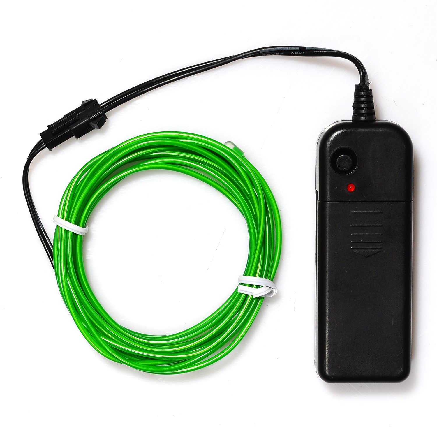 Podazz El Wire 16.4ft/5m Jade Green, Neon Glowing Strobing Electroluminescent Wire with 3 Lighting Modes, Battery Operated El Light for Halloween Decor, Parties, Xmas Tree, Cosplay, Car Bar Decor