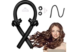 AOSHET Hair Curlers to Sleep in, No Heat Curlers for Long Hair, Curling Rod Headband with 2 Hair Ties and 1 Hair Clip, Soft Silk Hair Styling Tools Kit (Black)