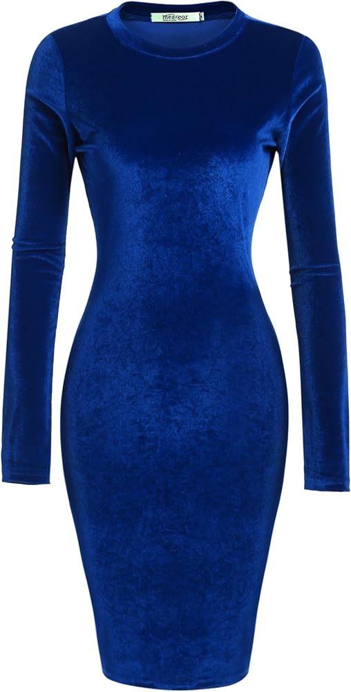 blue velvet long sleeve dress