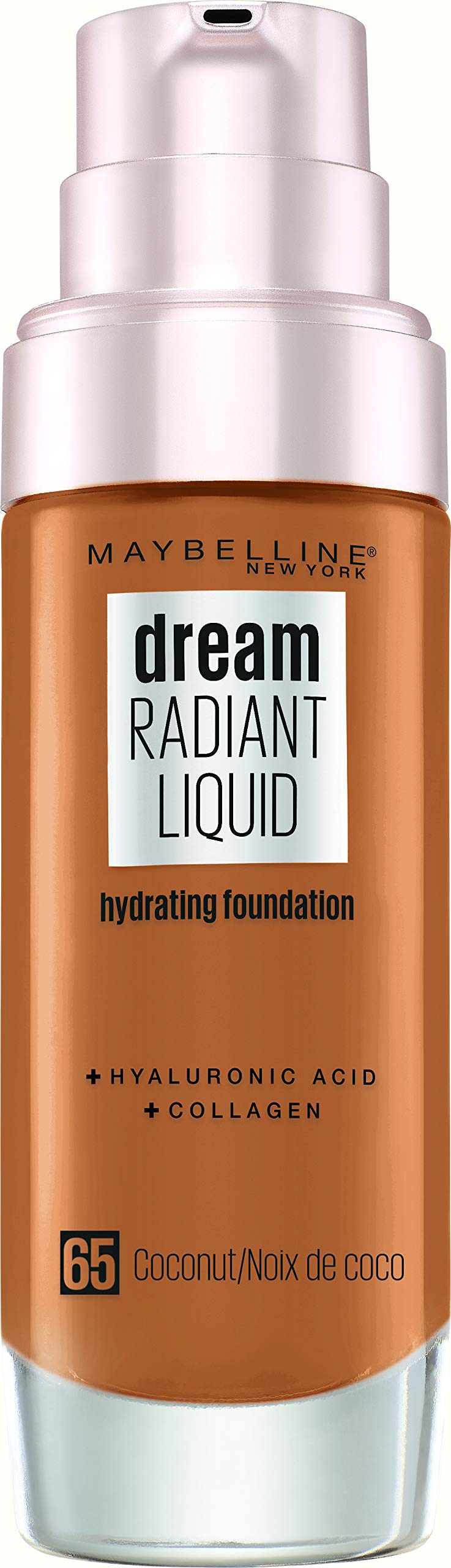 Maybelline New York Make-Up, Dream Radiant Liquid Make-Up, Liquid Foundation, No. 65 Coconut, 30 ml