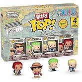 Funko Bitty Pop! One Piece - Monkey D. Luffy, Roronoa Zoro, Axe Hand Morgan, and A Surprise Mystery Mini Figure - 0.9 Inch (2.2 Cm) Collectable - Stackable Display Shelf Included - Party Bags