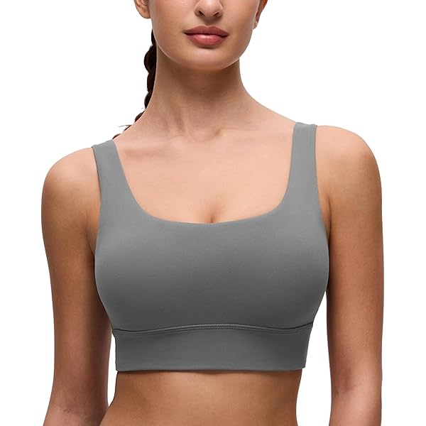 CRZ YOGA Ribbed Sports Bras for Women - U Back Wireless Medium Impact Padded Yoga Workout Cami Black X-Small at Women's Clothing store