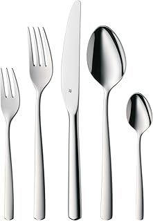 WMF Boston Besteck Set 12 Personen, Essbesteck 60 teilig, Monobloc-Messer, Cromargan Edelstahl poliert, glänzend, spülmaschinengeeignet