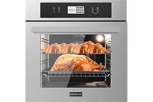 GASLAND 24 Inch Electric Wall Oven, 2.6 Cu.ft Built-in Single Wall Oven, 12 Cooking Functions, 3D Heating, Convection Oven with Rotisserie, Touch Control, Safety Lock, ETL Certified, Stainless Steel