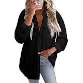 Astylish Women 2026 Loose Fit Tops Linen Cotton Button Down Shirts Blouses | Collared, V Neck, Roll Up Long Sleeve