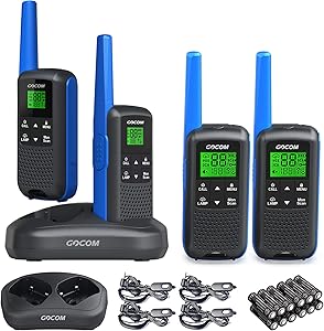 GOCOM Adult Walkie Talkies FRS Two Way Radios 4 Pack, 22 Channels Long Range Talkies with Earpiece, UHF 462.55-462.725MHz,467.5625-467.7125MHz, NOAA Weather Alert & Flashlight for Outdoor Activities…