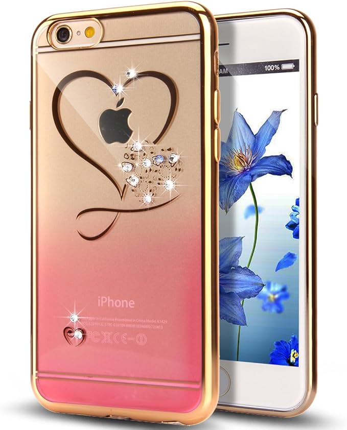 Amazon Iphone 6sケース Iphone 6 ケース Ikasusローズグロデンシェルパールブリングクリスタルラインストーンダイヤモンドクリアラバーローズメッキフレーム透明tpuソフトシリコンバンパーケース カバー Apple Iphone 6 6s 4 7インチ用 Unknown ケース カバー 通販