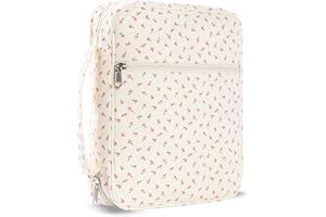 WOBAGMEN Bible Cover Case for Women,Cordoury Bible Cover for Men Women with Handle,Beign Bible Book Cover,Floral Carrying Case Bible Protective Christian Gift（ Size M）