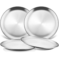 HaWare 4-Piece 18/8 Stainless Steel Plates, Metal 304 Dinner Dishes for Kids Toddlers Children, 9 Inch Feeding Serving Campin