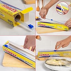 KAMMAK Plastic Wrap with Slide Cutter Food Cling