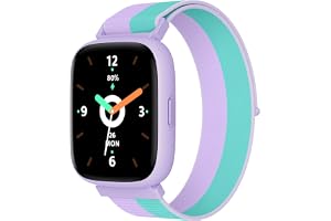 BIGGERFIVE Smart Watch for Kids, 1.8" Fitness Tracker Watch with Pedometer | Heart Rate, Sleep Monitor, IP68 Waterproof, Step Counter, Puzzle Games with/without App for Girls Teens 5-16，Nylon