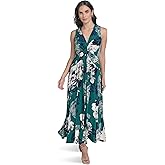 Calvin Klein Women's Sleeveless Knotted V-Neck A-Line Maxi Dress