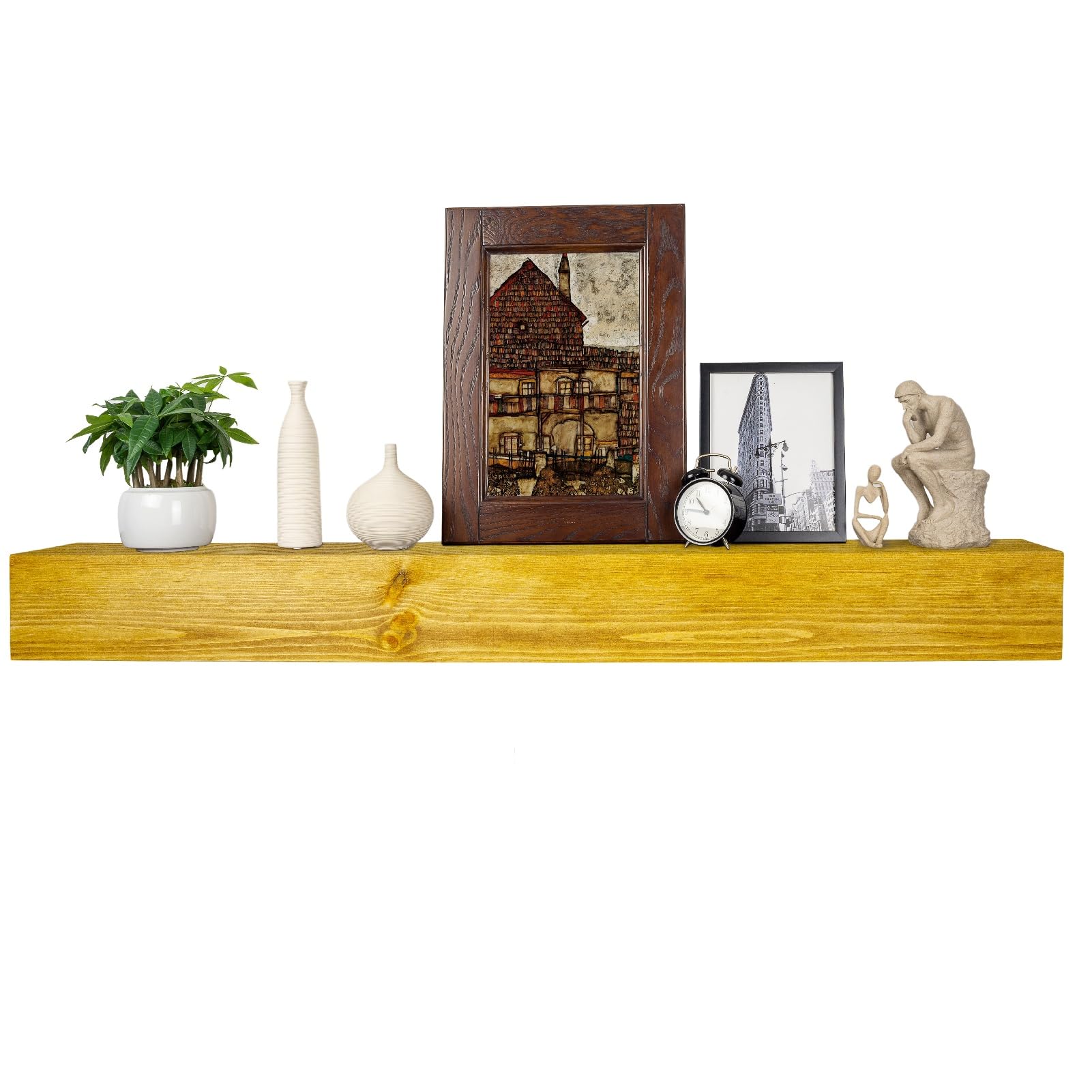 Photo 1 of **FOR PARTS/ HAS DAMAGES (CRACKS )*** XWNE Fireplace Mantel,60 inch Rustic Wood Floating Mantel Shelves for Electric Fireplaces,Solid Wood Farmhouse Mantle for Over Fireplace -Gold oak-60x8x6