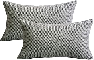 Lutanky Corduroy Cushion Covers (Pack of 2) Super Soft Rectangle Pineapple Grid Throw Pillow Cases for Sofa Bedroom Home Decor （30 x 50 cm） (grey,2 Pieces)
