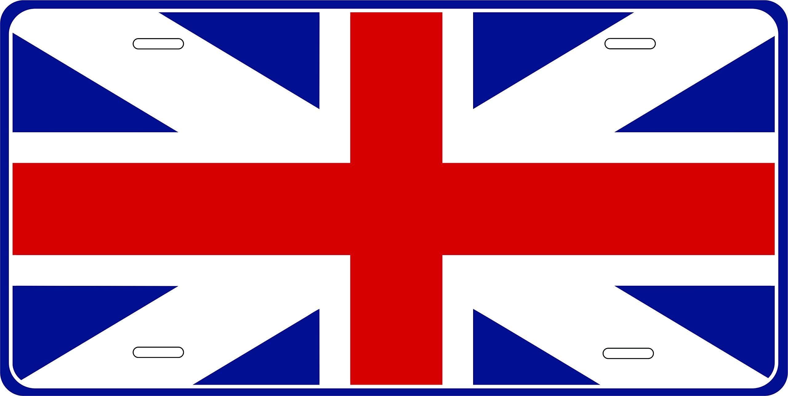 Flood City Fabrications British Flag Licence Plate Union Jack UK Brit Car Vanity Truck Tag Auto Aluminum Metal