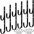 6 Pieces Pool Pole Hook Hanger Swimming Metal Brackets Pool Hook with 12 Pieces Screws for Telescopic Poles, Skimmers, Leaf Rakes, Net, Brush, Vacuum Hose, Garden and Pool Accessories (Black)