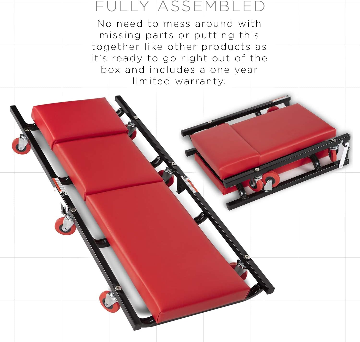 Mechanic Creeper Car Shop Creepers - Garage Automotive Accessories Best for Auto Floor Low Profile 40" Crawler Roller Mechanics Tools & Equipment Foldable Scooter Board Flat Mat Stool Chair Seat Cart: Home Audio & Theater