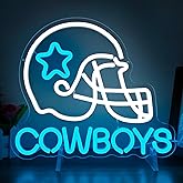Cowboy Football Neon Sign for Wall Decor Dimmable sports Team Helmet Led Signs Cowboys Neon Light Signs for Man Cave Light Up Signs for Bedroom Boys Home Bar Club Party Gifts