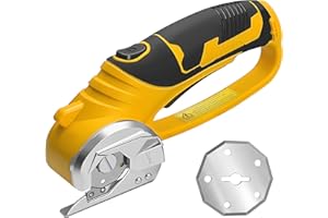 BEMERFORS Cordless Electric Scissors，Automatic Scissors for Fabric Cutting，Cardboard Cutter Electric with 2 x Stainless Steel Rotary Blade，Power Rotary Cutter for Leather Carpet Plastic Cutting,Sewing