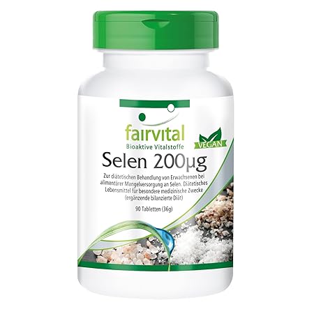 Selen 200mcg aus Selenhefe - HOCHDOSIERT - VEGAN - 90 Tabletten