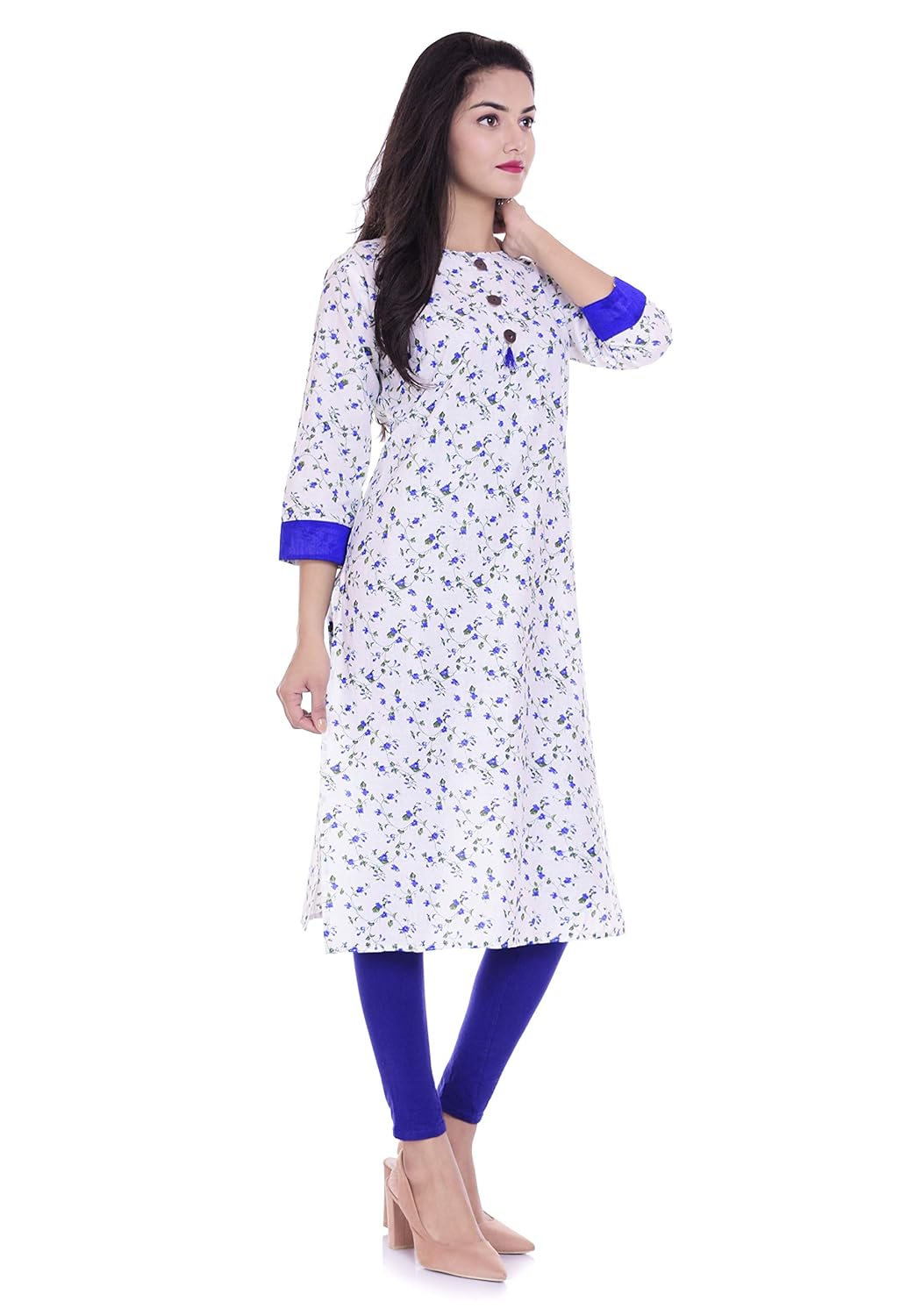 fashion cloud yellow floral printed cotton kurti