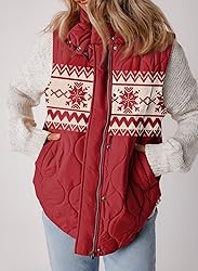 EVALESS Womens Fashion Cropped Christmas Puffer
