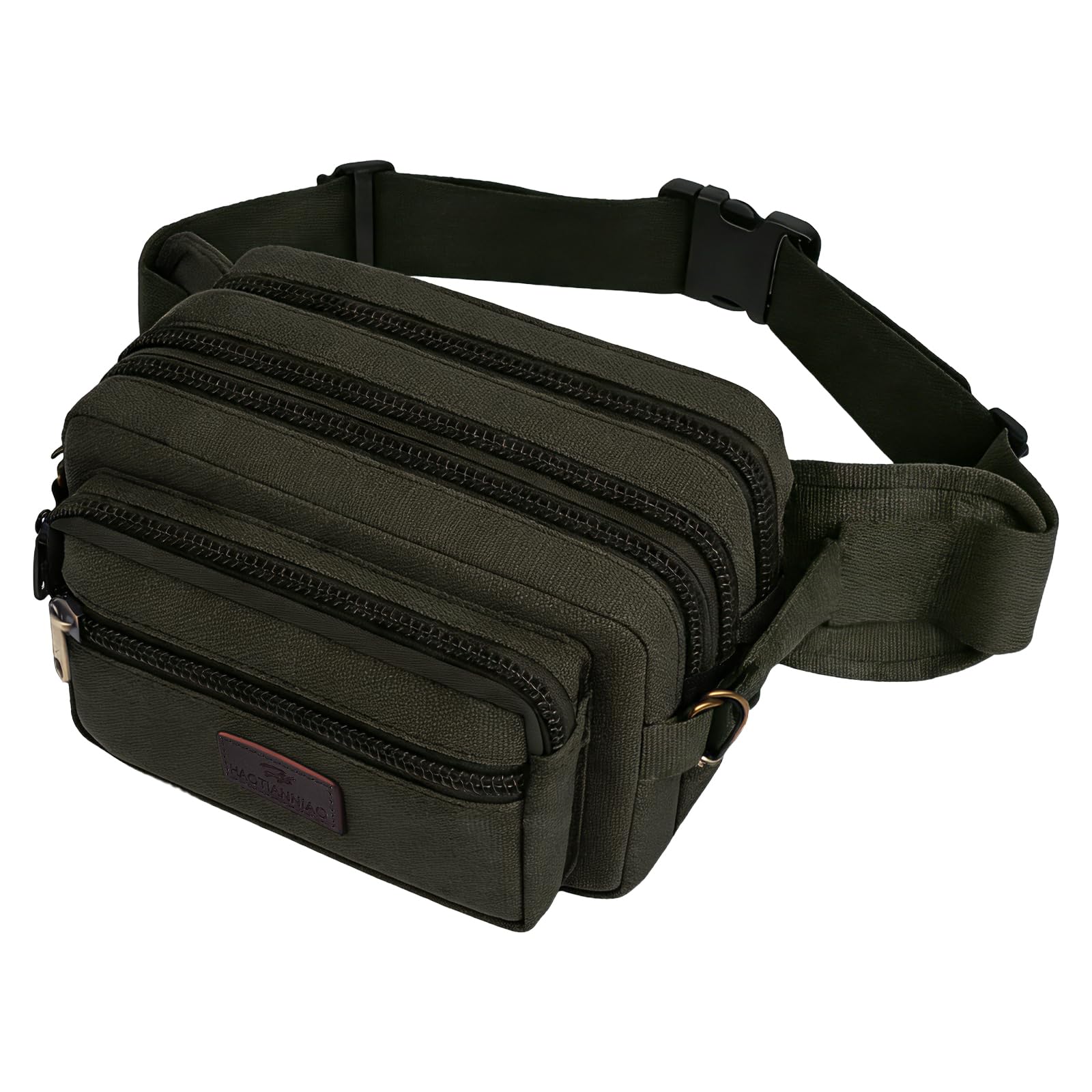 SUNSEATON Large Bum Bag with 6 Zip Pockets, Waist Bag, High Capacity Waist Fanny Pack for Cycling Hiking Travel Holidays Festivals (Green)