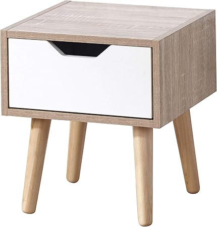 Stockholm 1 Drawer Nightstand Bedroom Furniture White Oak ...