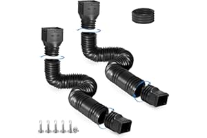 plusgutter 2 Pack Rain Gutter Downspout Extensions, Flexible Downspout Extender with 58"+68" Extendable Pipes for Rain Water Drainage, Durable Down Spout Drain Extension with Connector (Black)